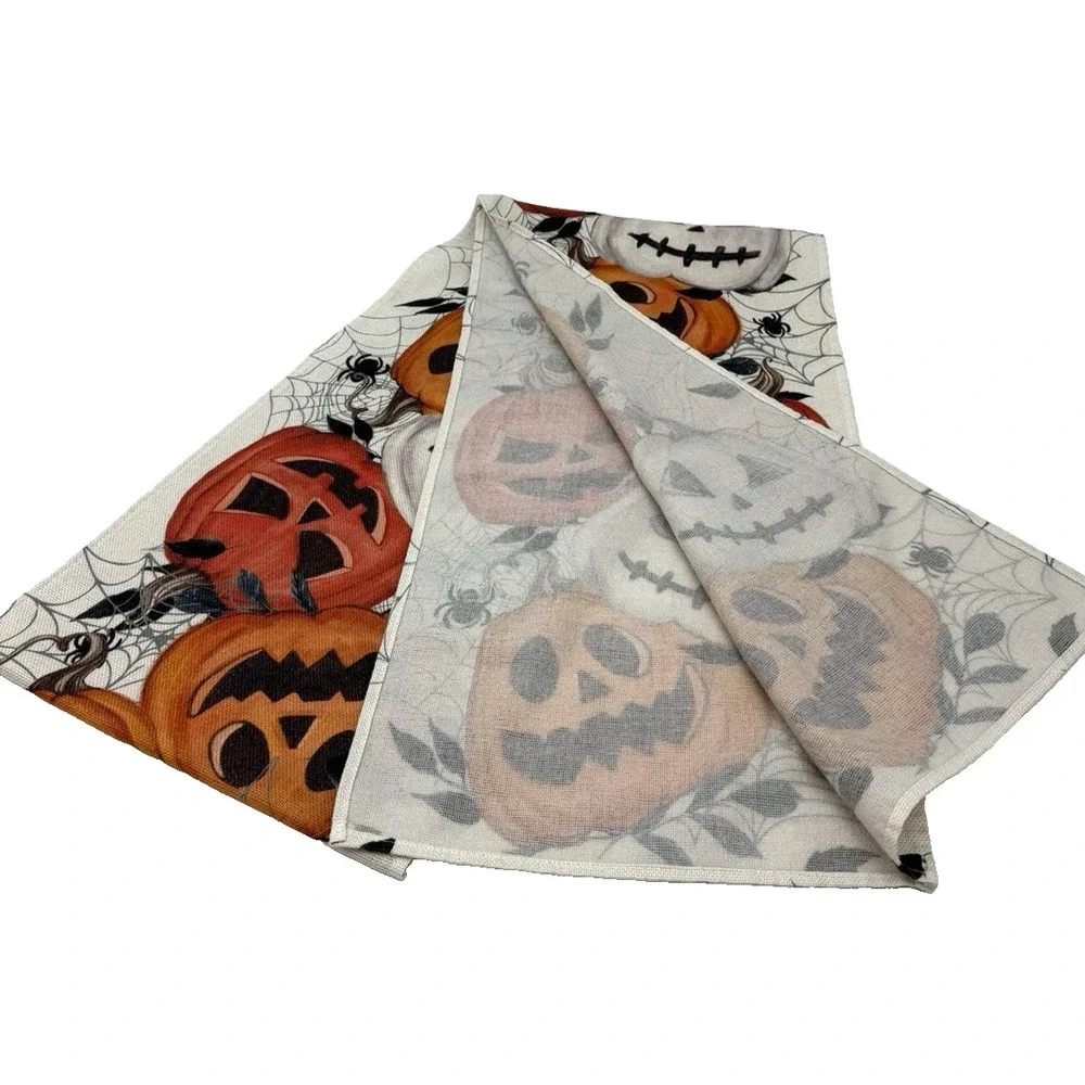Halloween  Table Runner Featuring Pumpkins and Spiders 106